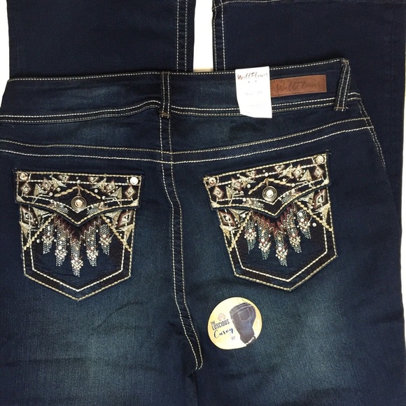 WALLFLOWER LUSCIOUS CURVY Aztec BOOTCUT JEANS 20W - Picture 3 of 7